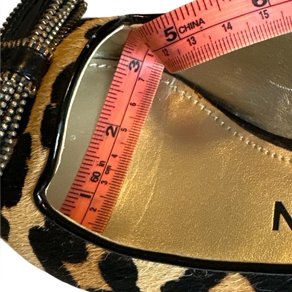 Anne Klein AKKEANA iflex Leopard Print real fur flats black patent bow - Picture 11 of 13